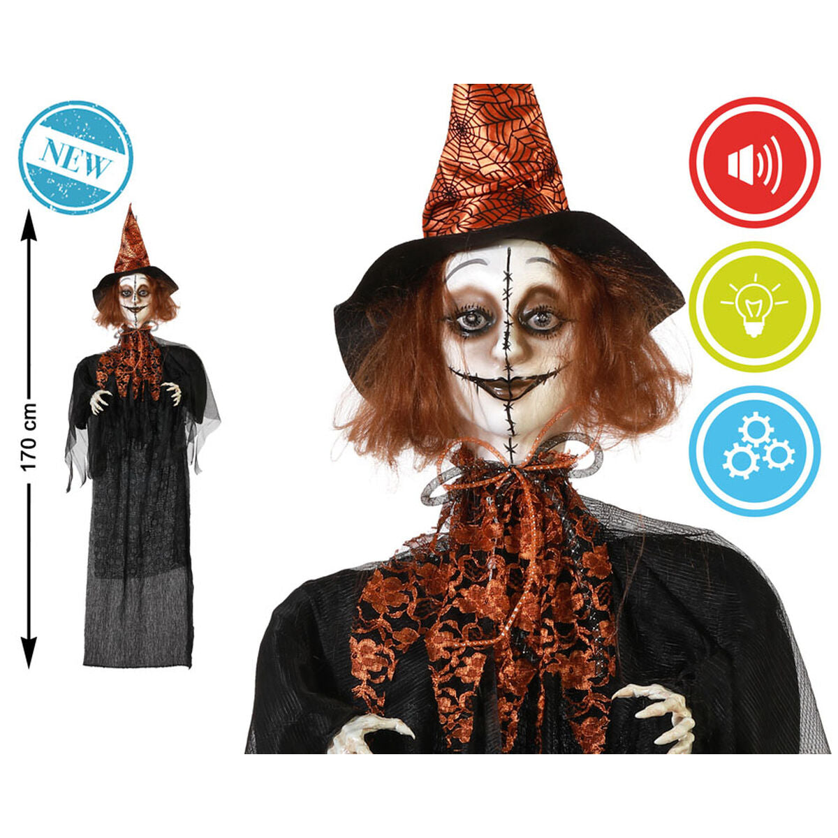 Bruja con sonido, 170 cm